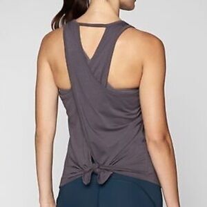 Athleta Gray Twist-Back Racerback Tank Top